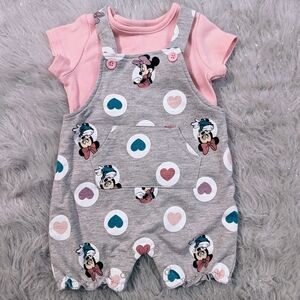 Disney Pink and Gray Minnie Mouse Bodysuit